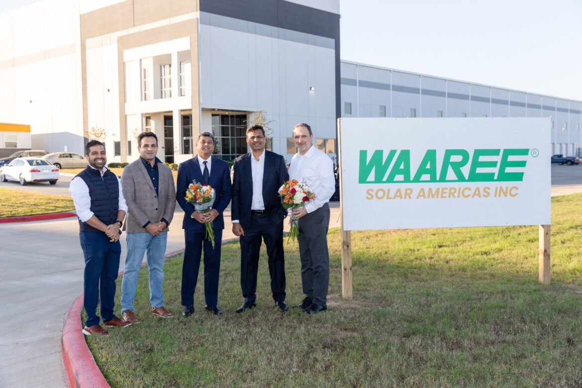 @cgihou Consul General of India in Houston, Manjunath Chennerappa with President of Waaree Solar Americas, Sunil Rathi and others on December 19, 2024, in Brookshire, Texas. PHOTO: X@cgihou