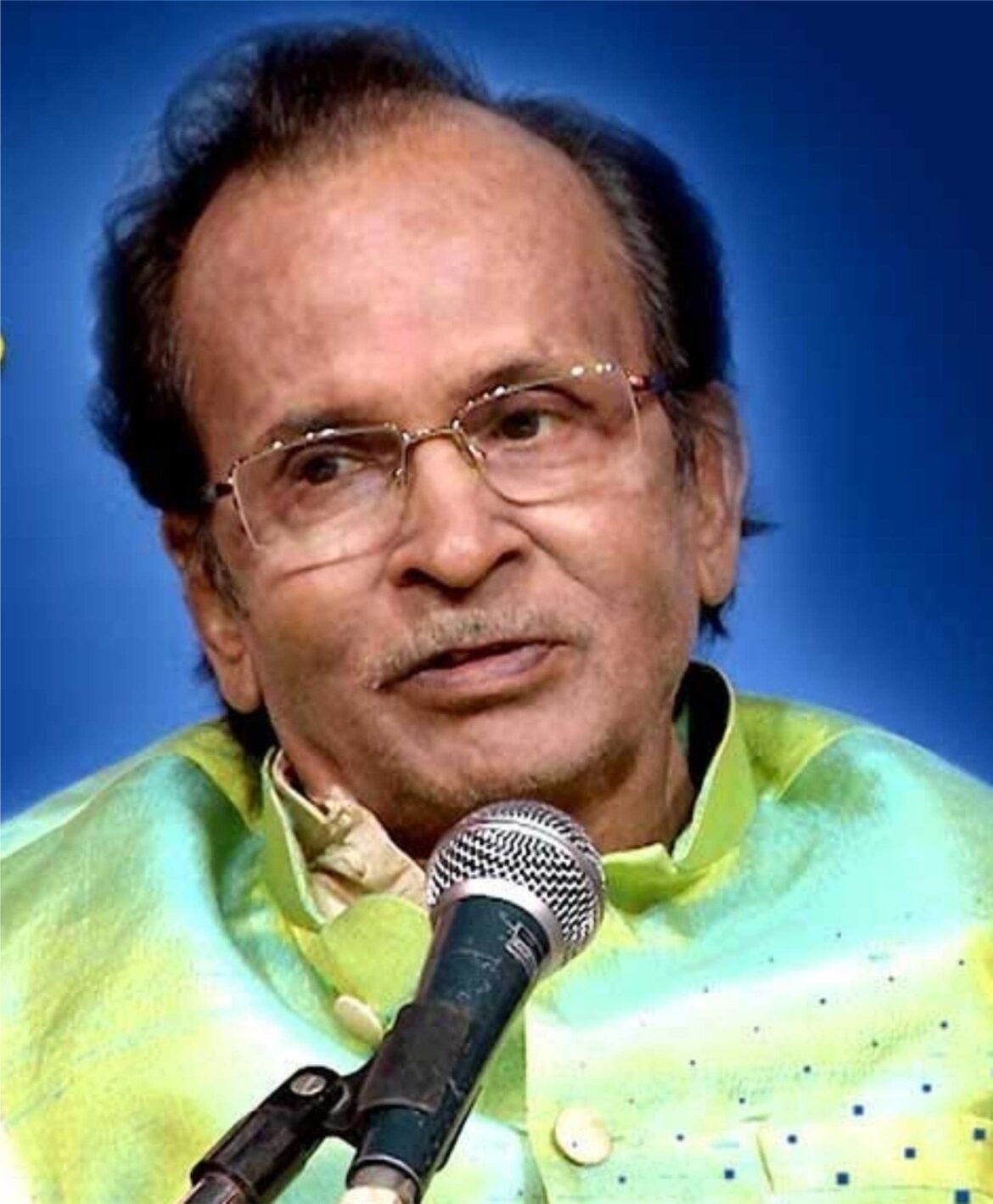 Padma Shri recipient singer and composer late Purushottam Upadhyay singing at one of his concerts. PHOTO: Provided by Lalit Shah.
