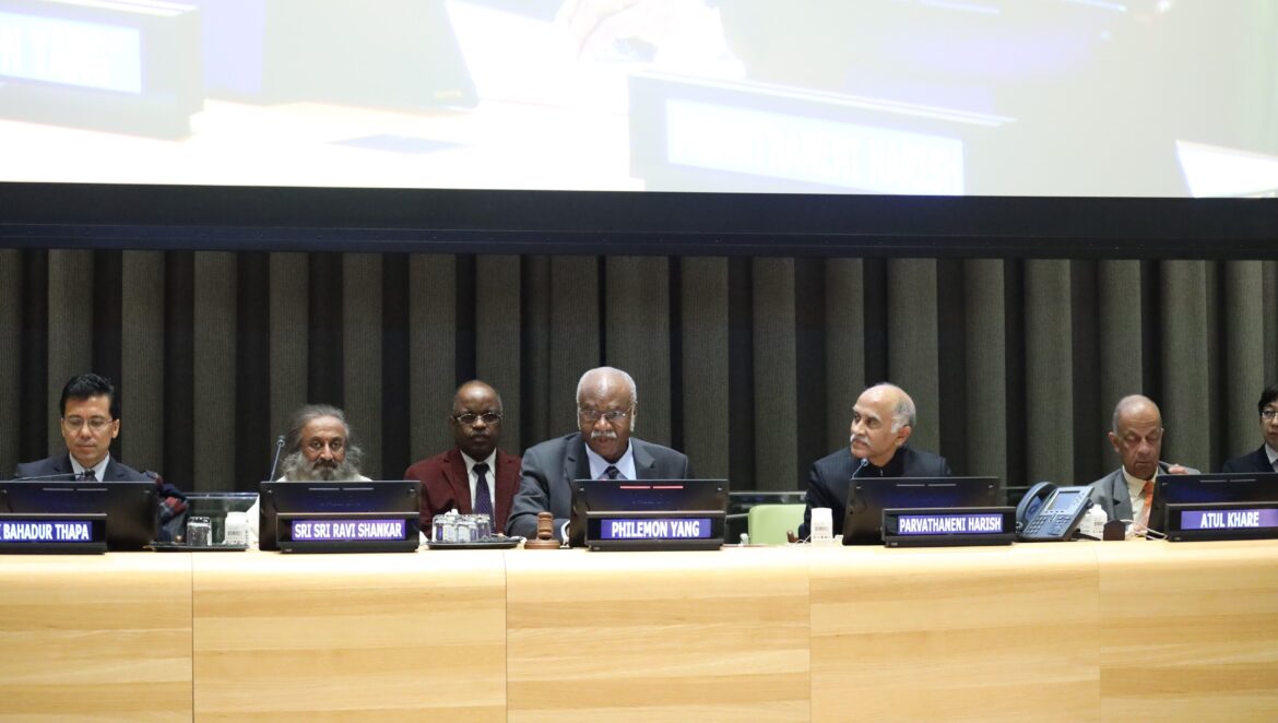 Dignitaries during the World Meditation Day, on December 20, 2024, at the United Nations Headquarters in New York. PHOTO: PMI