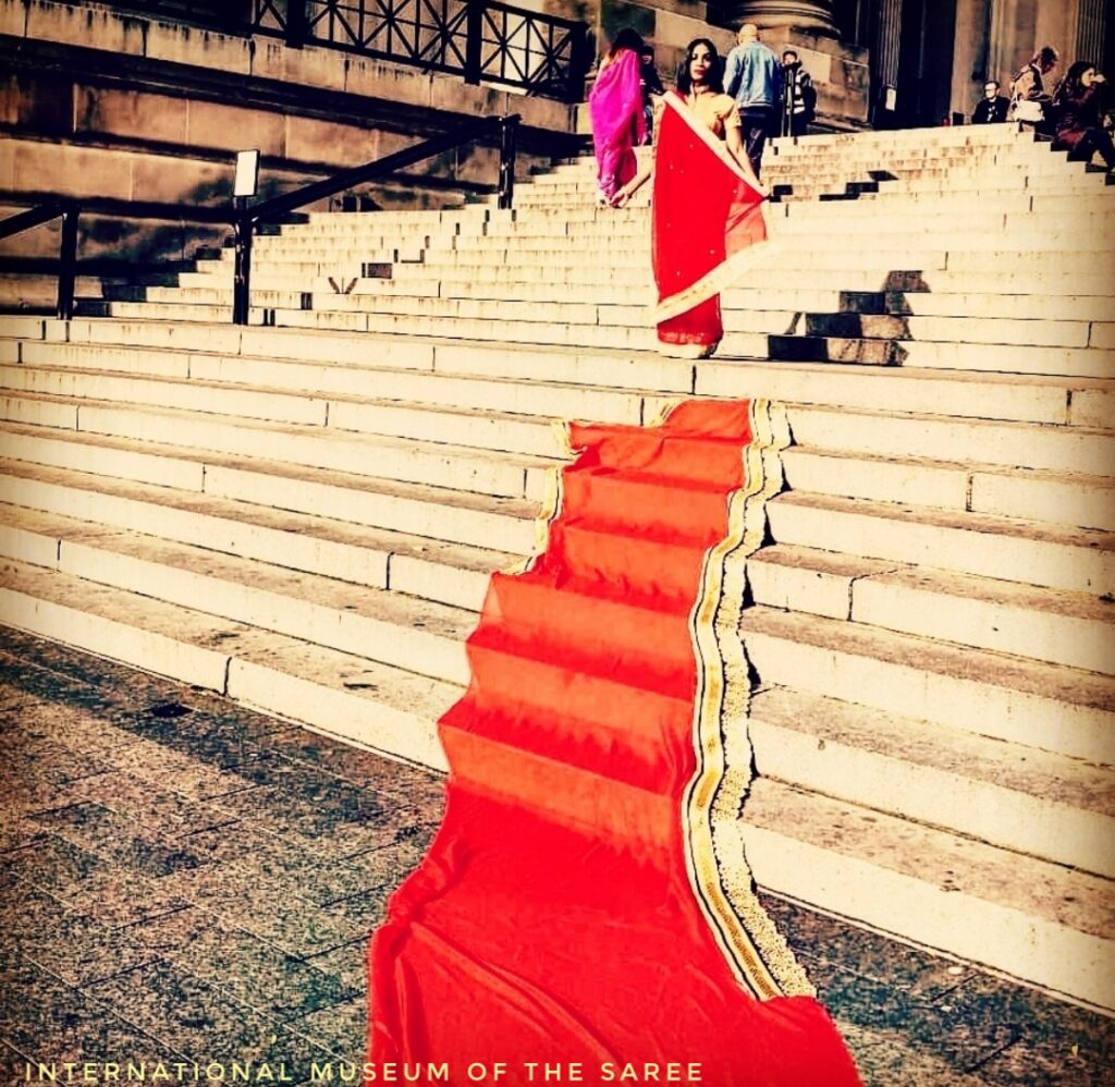 An inspiring red saree from International Museum of The Saree on Museum Mile, 2018.