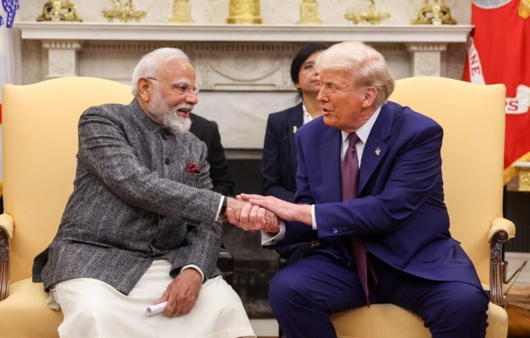 Prime Minister Narendra Modi and President Donald Trump during the Oval Office meeting at the White House on February 13, 2025. PHOTO: X@narendramodi.