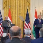 Prime Minister Narendra Modi and President Donald Trump during the joint press briefing at the White House East Room on February 13, 2025. PHOTO: T. Vishnudatta Jayaraman, SAH