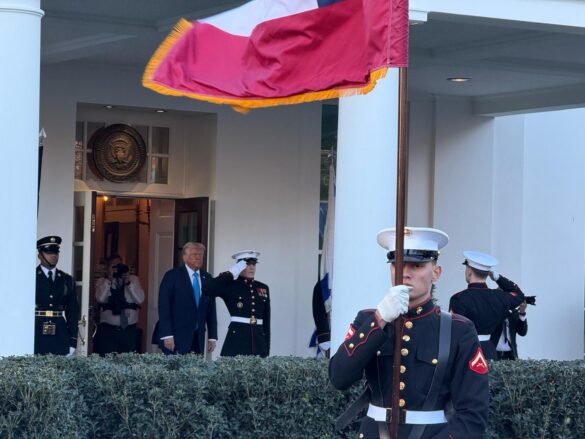 US President Donald Trump waiting to receive Israeli Prime Minister Benjamin Netanyahu at the White House on February 4, 2025. PHOTO: T. Vishnudatta Jayaraman, SAH