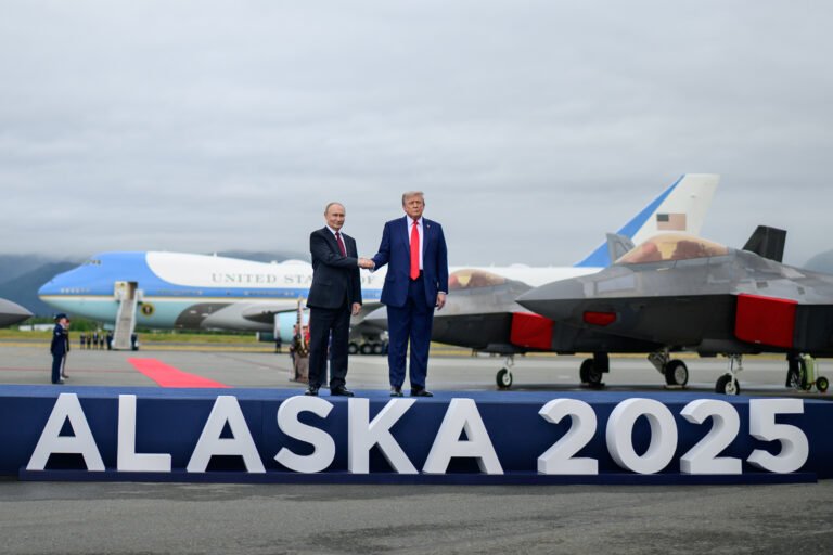 US President Donald Trump and Russian President Vladimir Putin during their meeting on August 15, 2025, in Anchorage, Alaska. PHOTO: X@WhiteHouse