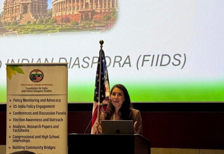 Deputy Assistant Secretary of State for South and Central Asian Affairs, Bethany Morrison, addressing the gathering on June 23, 2026, at the US Capitol in Washington DC. PHOTO: T. Vishnudatta Jayaraman, SAH