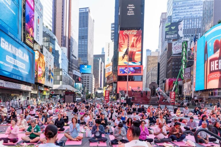 Yoga at the Times Square in 2025. PHOTO: X@IndiainNewYork