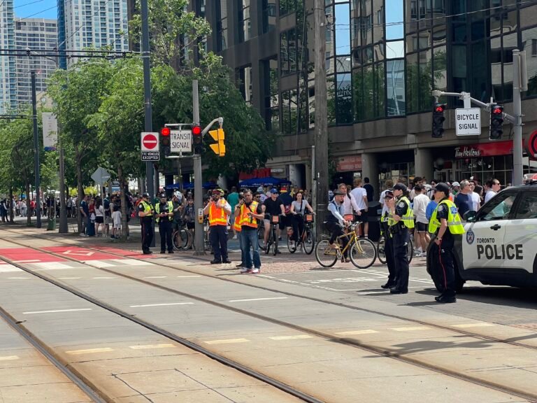 Police deployed in strength to handle FIFA World Cup rush at Harbourfront area in Toronto. PHOTO: Maninder K. Chandhoke