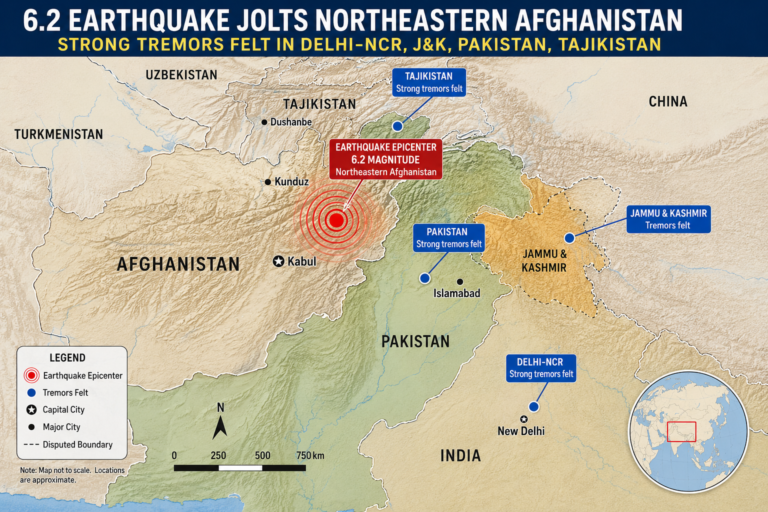 6.2 Earthquake Jolts Northeastern Afghanistan, Strong Tremors Felt in Delhi-NCR, J&K, Pakistan, Tajikistan