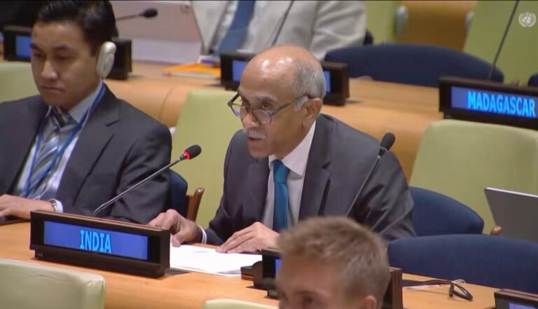 Ambassador Harish Parvathaneni speaking at the IGN meeting on June 15, 2026, in the Trusteeship Council Chamber at the United Nations Headquarters in NY. PHOTO: Screenshot/India@UN