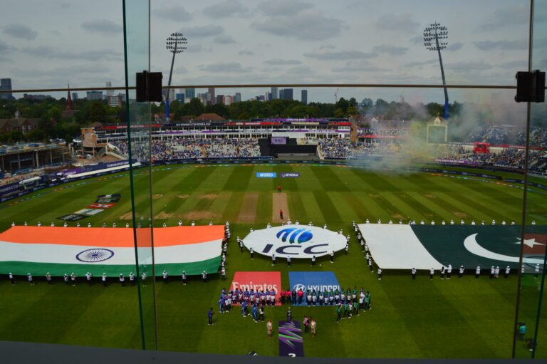 India and Pakistan lining up for the national anthems. PHOTO: Anirudh Nair, SAH