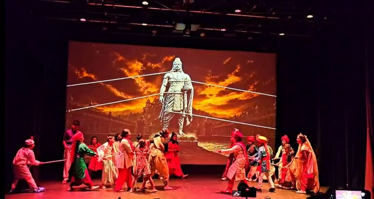 Young cast members perform a scene from Hirak Rajar Deshe at the Don Russell Performing Arts Centre in Perth, Western Australia. ALL PHOTOS: Rangmanch Productions Australia