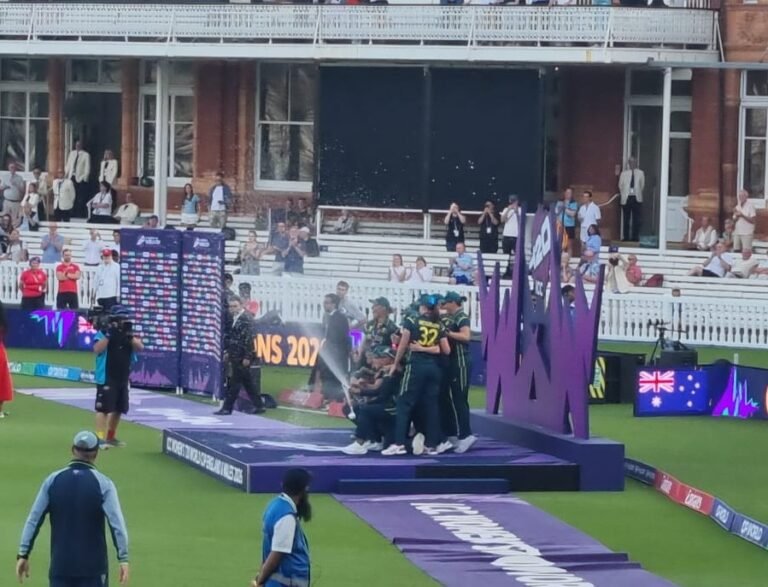 Australian team players celebrating with the Women's T20 World Cup trophy. All PHOTOS: Anirudh Nair, SAH