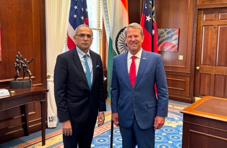 Ambassador Vinay Kwatra meeting with Georgia Governor Brian Kemp during his visit to Atlanta, Georgia. PHOTO: India in Atlanta