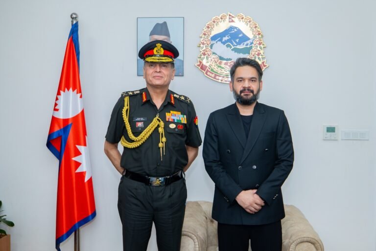 Chief of Army Staff of the Indian Army General Dhiraj Seth paying a courtesy call on Prime Minister Balendra Shah today at the Office of the Prime Minister in Kathmandu, Nepal. PHOTO: X@PM_nepal_