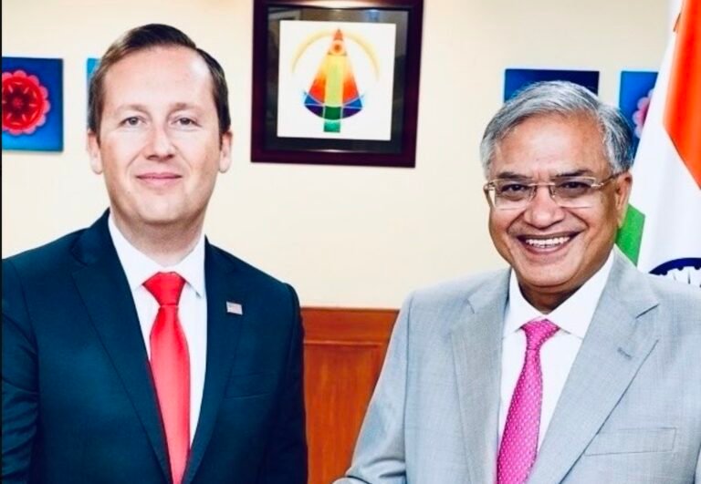 US Ambassador to India Sergio Gor meeting with India's Chief Election Commissioner, Gyanesh Kumar. PHOTO: X@USAmbIndia