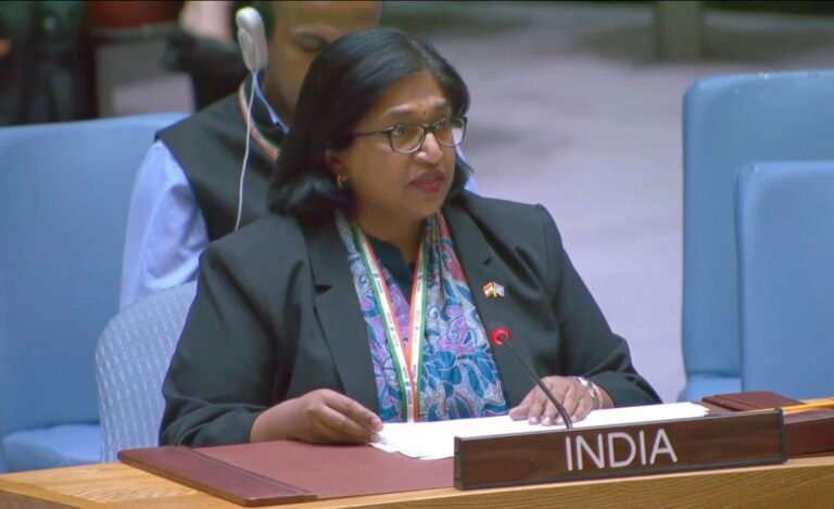 Ambassador Yojna Patel, chargé d’affaires at the Permanent Mission of India to the United Nations, speaking on August 19, 2026, at the United Nations Security Council, in New York. PHOTO: Screenshot/IndiaatUN