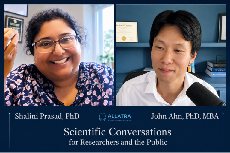 Dr. Shalini Prasad and Dr. John Ahn during an episode of the ALLATRA Global Research Center Podcast. Courtesy: ALLATRA