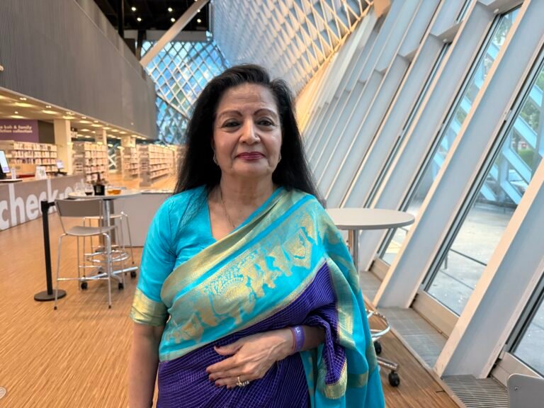 Ambassador Lakshmi Murdeshwar Puri during the exclusive interview with South Asian Herald on September 18, 2026, at the Seattle Public Library during the opening of JLF Seattle 2026. PHOTO: T. Vishnudatta Jayaraman, SAH