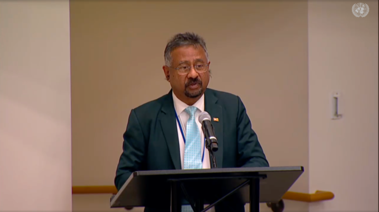 Sri Lanka’s Permanent Representative to the United Nations, Jayantha Jayasuriya speaking at the High-Level Meeting on Pandemic Prevention, Preparedness and Response, on September 25, 2026, during the 81st session of the United Nations General Assembly in New York. PHOTO: Sri Lankan Mission