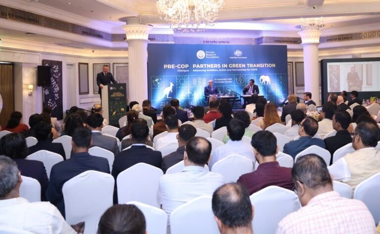 Australian Minister for Climate Change and Energy Chris Bowen addresses the Chintan Research Foundation’s Pre-COP Dialogue, “Partners in Green Transition,” at The Claridges, New Delhi, on September 23, 2026. PHOTO: Chintan Research Foundation