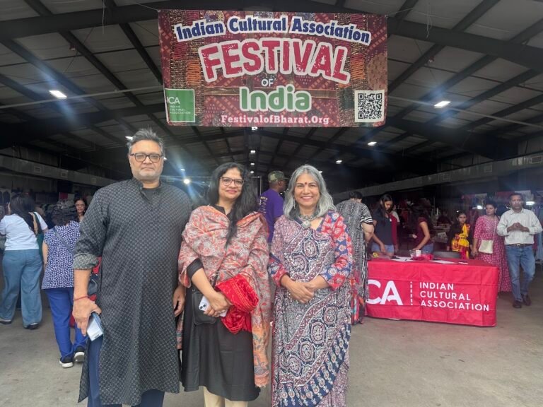 ICA’s Sanjay Srivastava and Niti Srivastava with Minister, community affairs and personnel at the Embassy of India, Satyapriya Singh, at the event. PHOTO: ICA