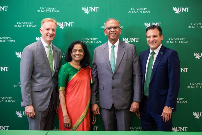 From left: Harrison Keller, Anuradha Sinha, Vikas Sinha, and Brandon Buzbee. PHOTO: UNT