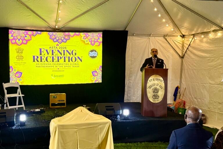 Indian Ambassador to the United States Vinay Kwatra addressing the gathering on October 6, 2026, at India House in Washington DC. PHOTO: T. Vishnudatta Jayaraman, SAH