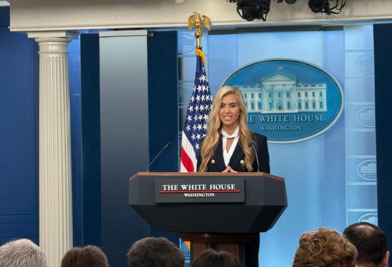 New White House Press Secretary Katie Zacharia addressing her first official press briefing on October 13, 2026, at the White House in Washington DC. PHOTO: T. Vishnudatta Jayaraman, SAH