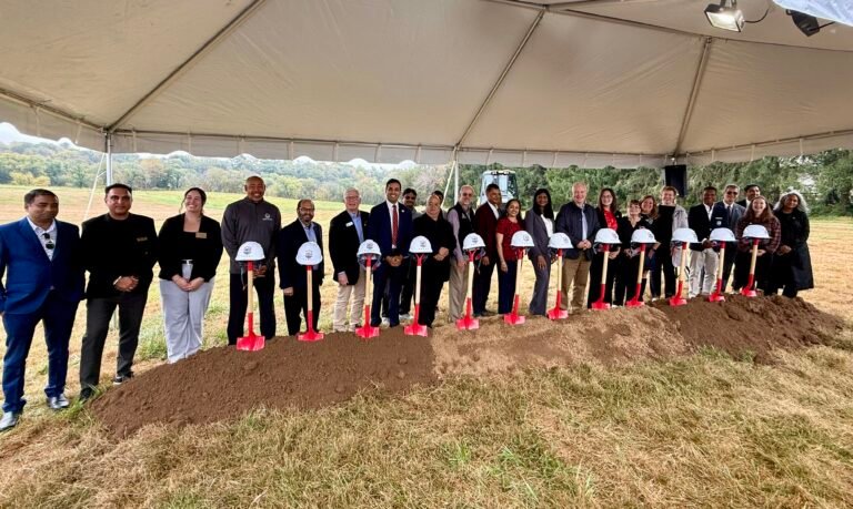 Elected officials and community leaders from the DMV area along with Sanjay and Vidya Govil participate in the groundbreaking ceremony on October 16, 2026, in Frederick, Maryland. PHOTO: T. Vishnudatta Jayaraman, SAH