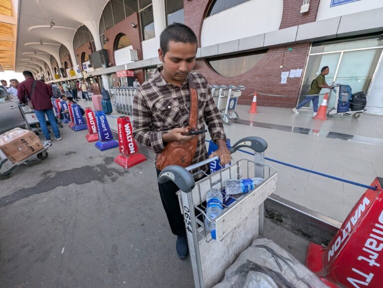 Stranded passengers at Hazrat Shahjalal International Airport in Dhaka. Photo: Siddique Islam, SAH.