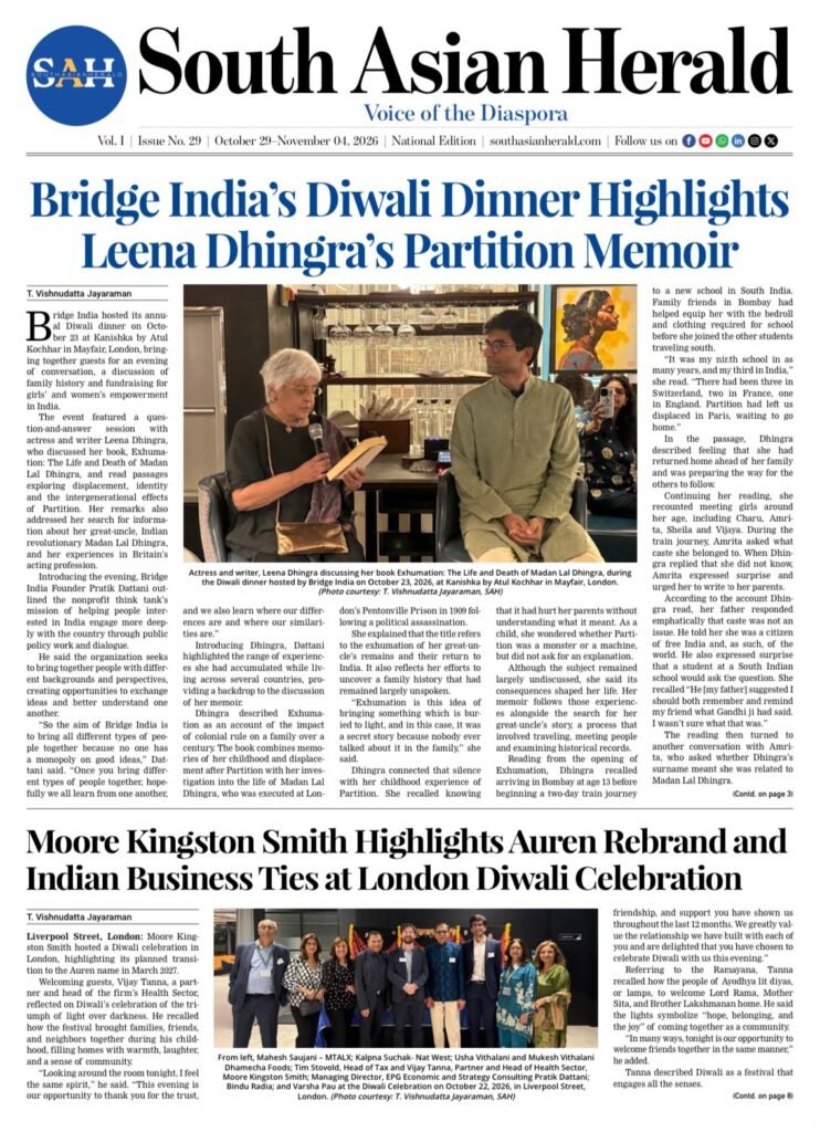 Front page of the South Asian Herald E-Paper, October 29, 2026 edition